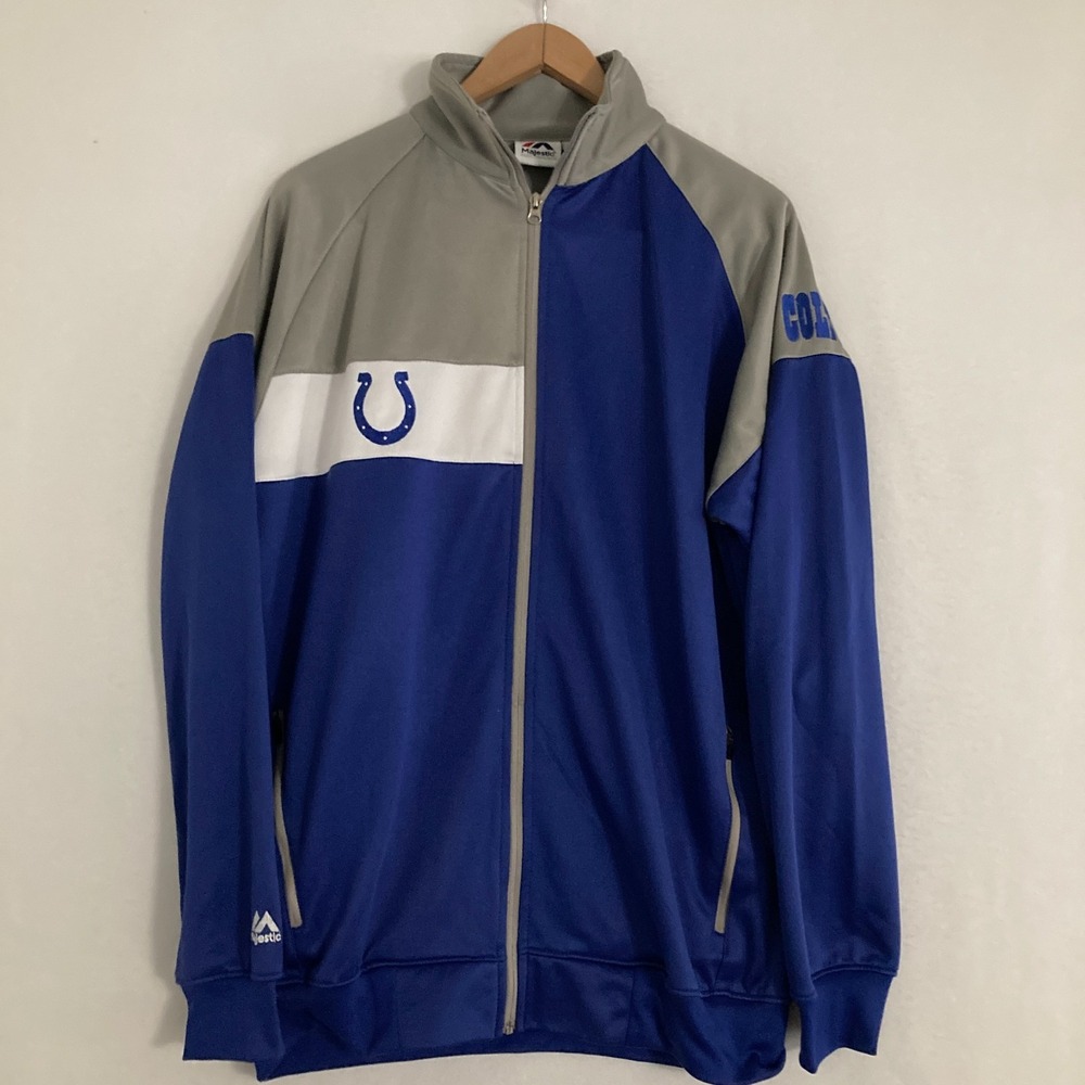 Majestic Indianapolis Colts Track Jacket Mens Size M-Tall Full Zip Colorblock